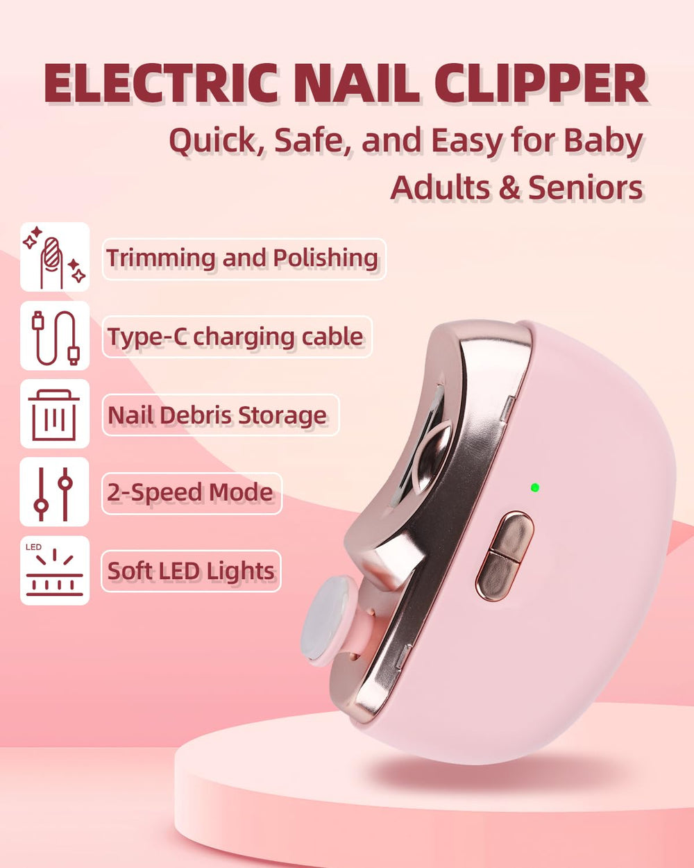 CCMADE Upgraded nail clipper side view for comfortable handling