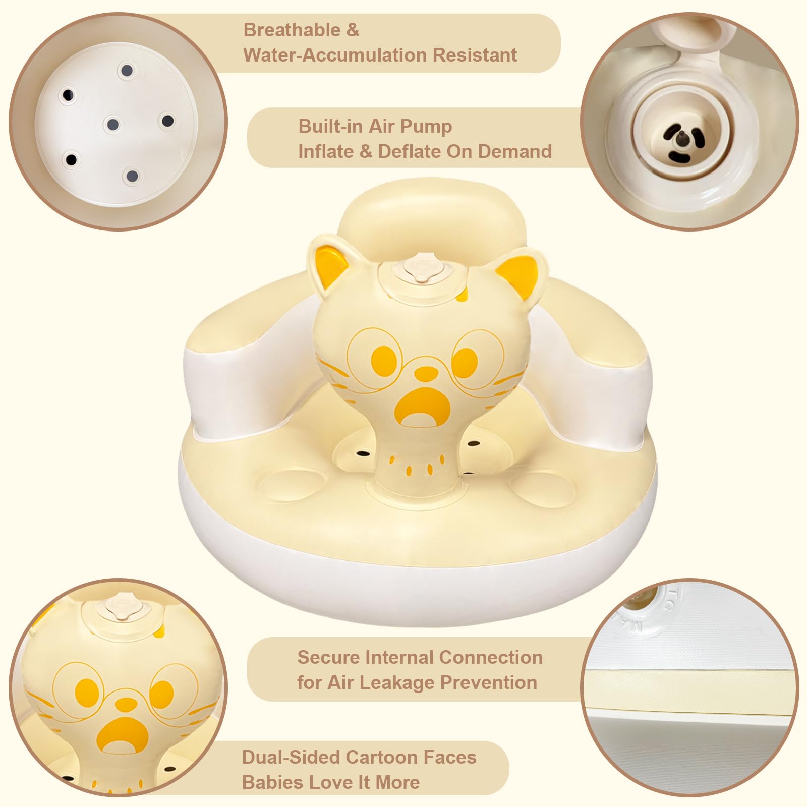 CDSDAS inflatable baby seat with built-in pump enables quick setup