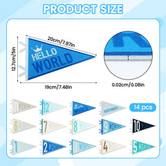 Cecliy colección de pennants mensuales con colores brillantes y patrones divertidos.