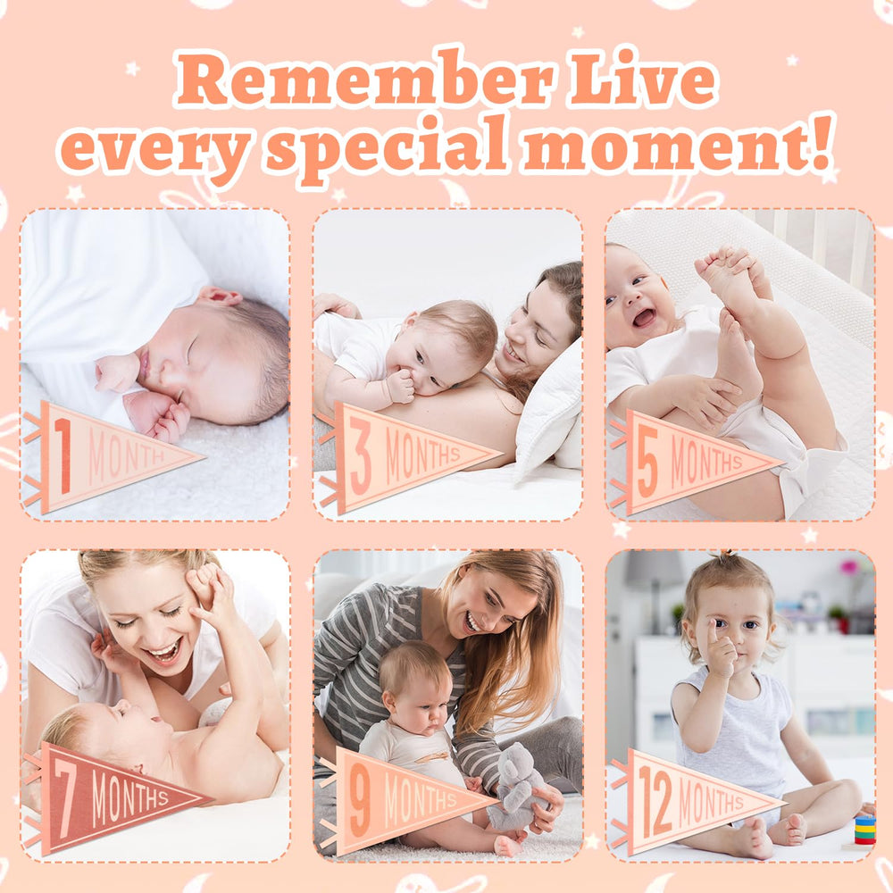 Cecliy soft felt pennants feature bright patterns for engaging baby photos