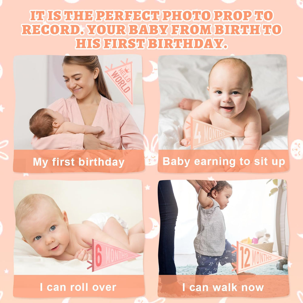 Cecliy first year photo prop pennants help tell your baby's year visually