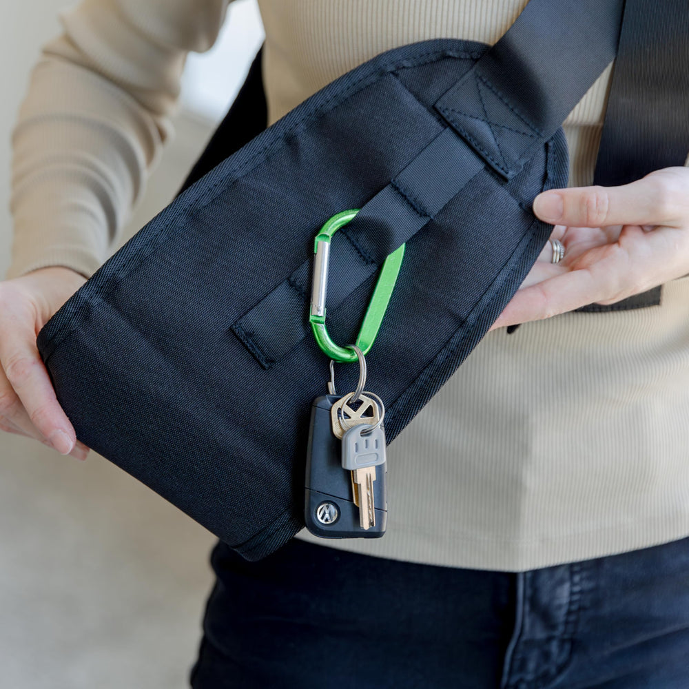 Cee and Dee sling folded compactly for diaper bag storage