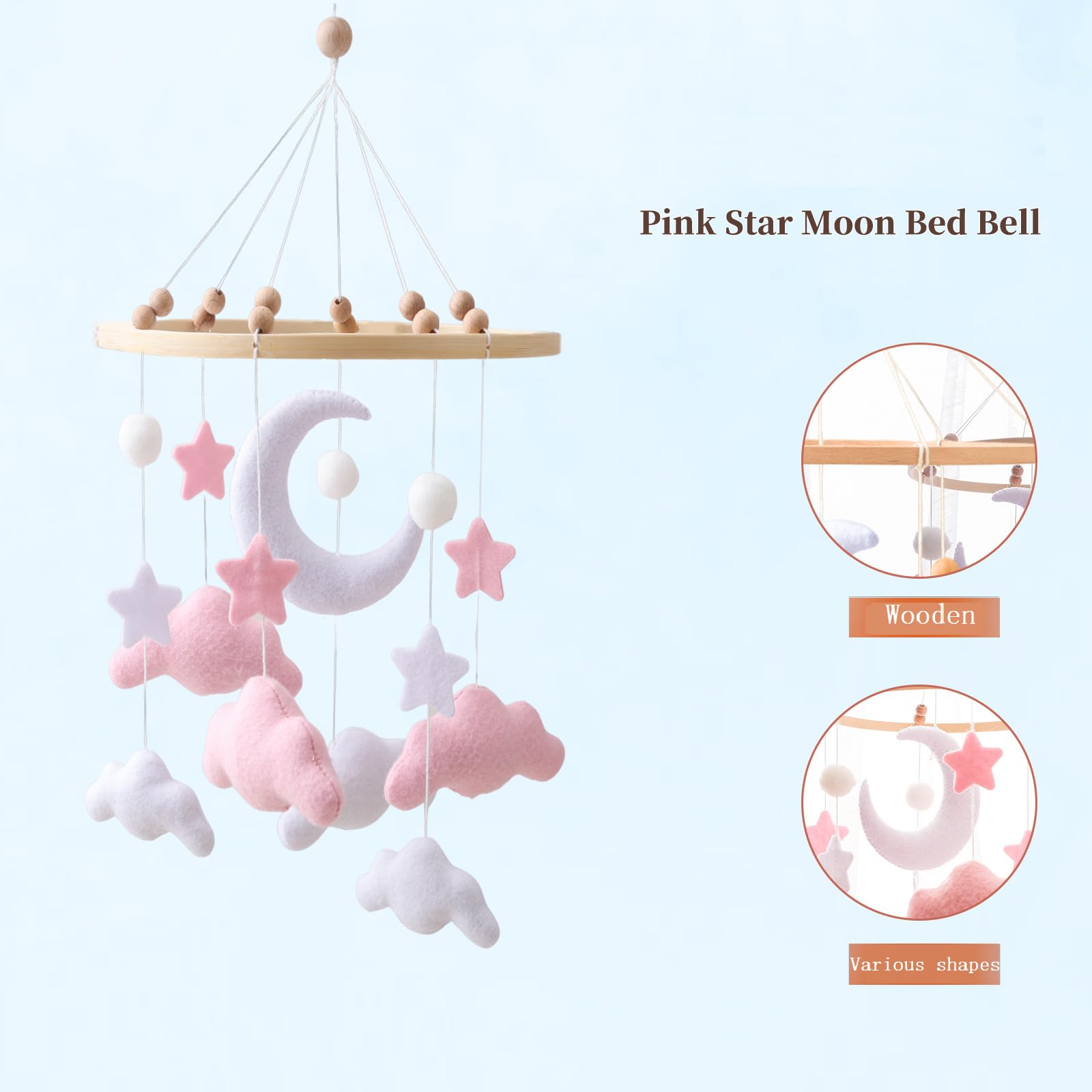 Ceecolia nursery mobile handmade cotton felt for cozy crib decor and soft textures.
