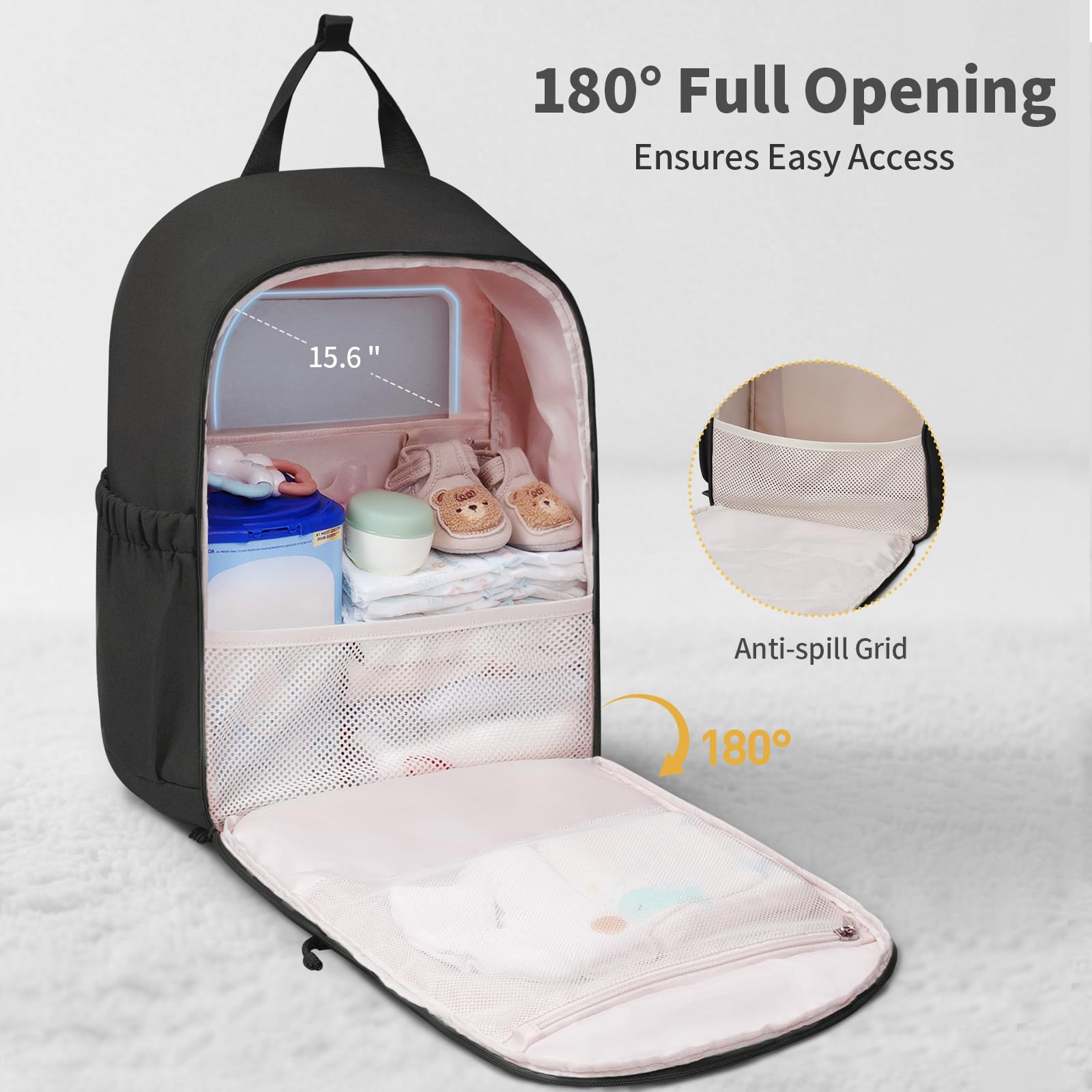 CEI-CEI diaper bag interior with organized compartments for quick finds