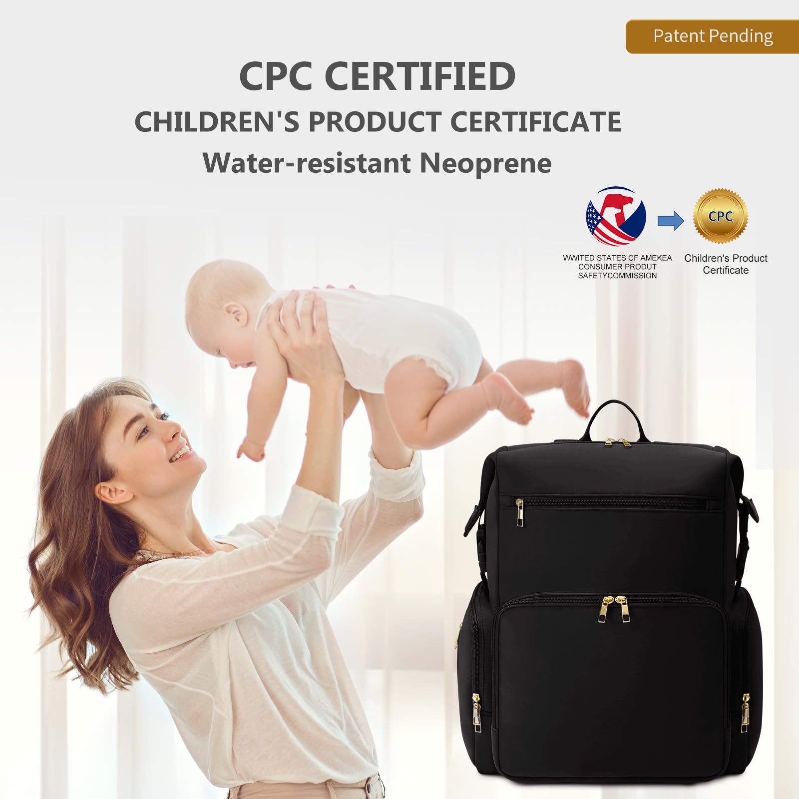 CEI-CEI black neoprene diaper bag backpack in black color.