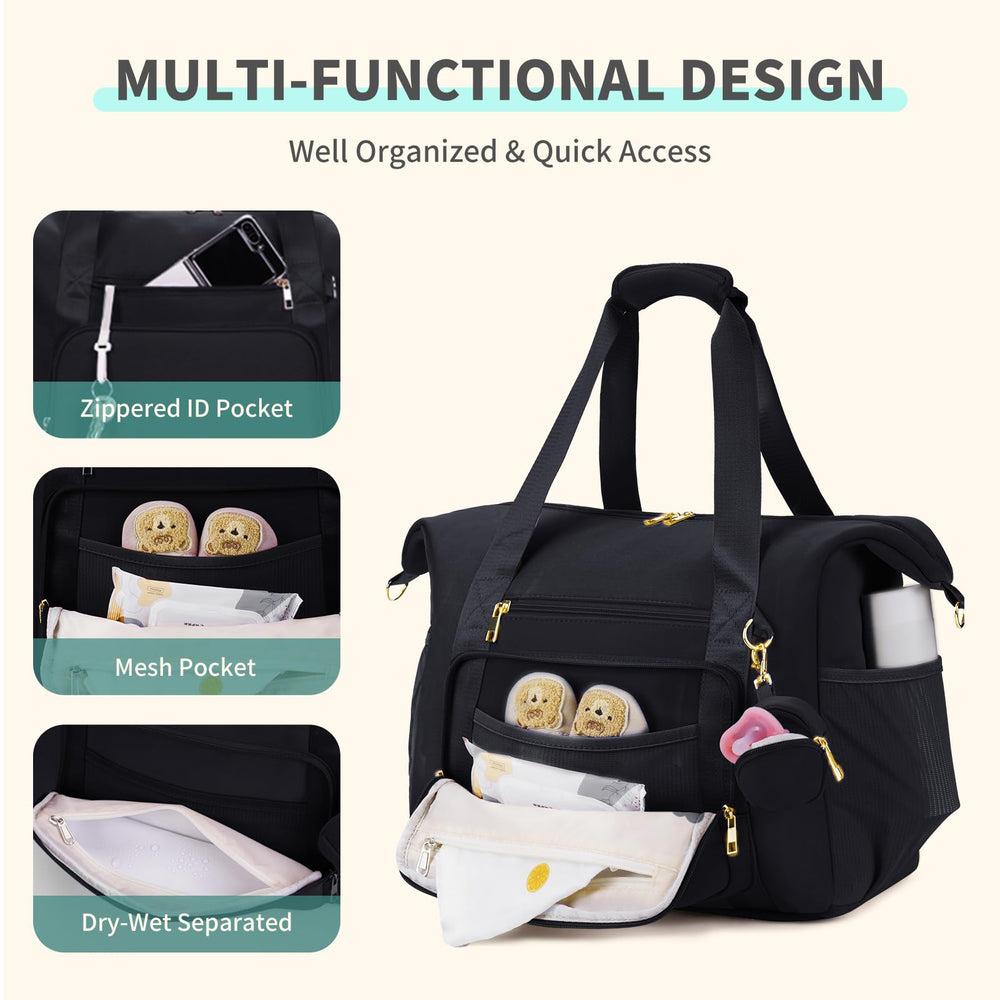 CEI-CEI tote with wet dry compartment for separating used items while traveling