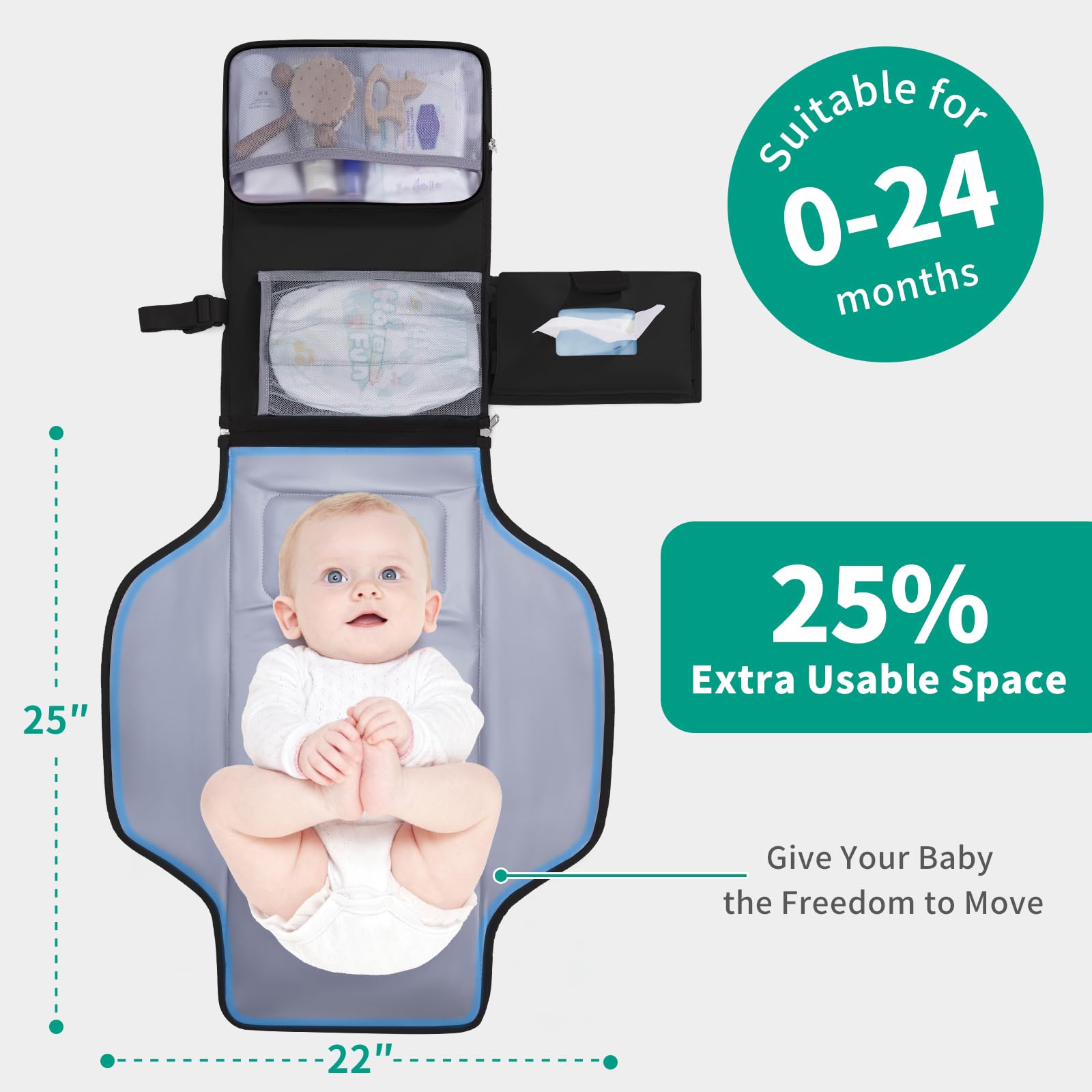 CEI-CEI pad with waterproof wet/dry pockets to contain mess