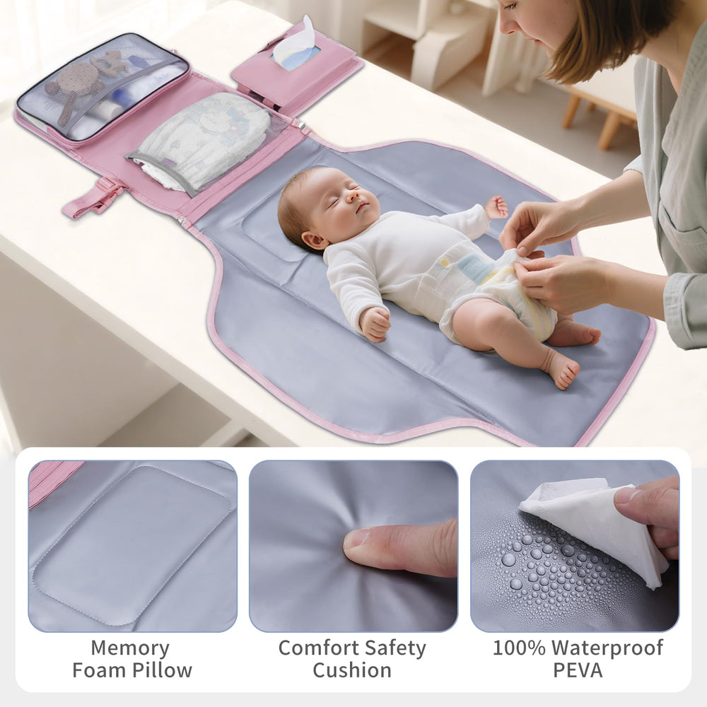 CEICEI memory foam head pillow adds gentle support during changes.