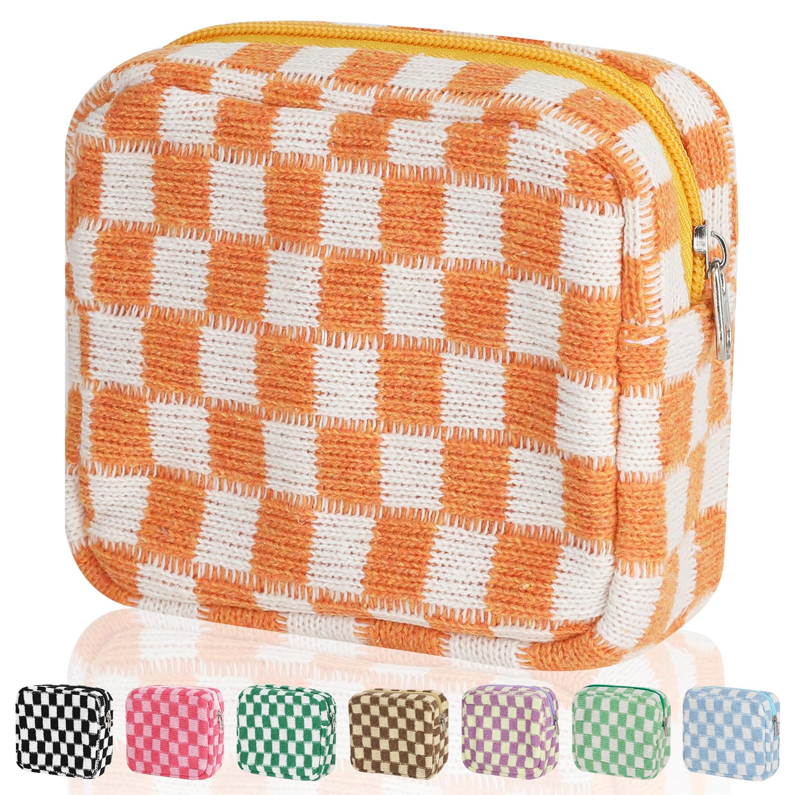 CekPo sanitary napkin storage bag with a checkered pattern for stylish on-the-go organization.
