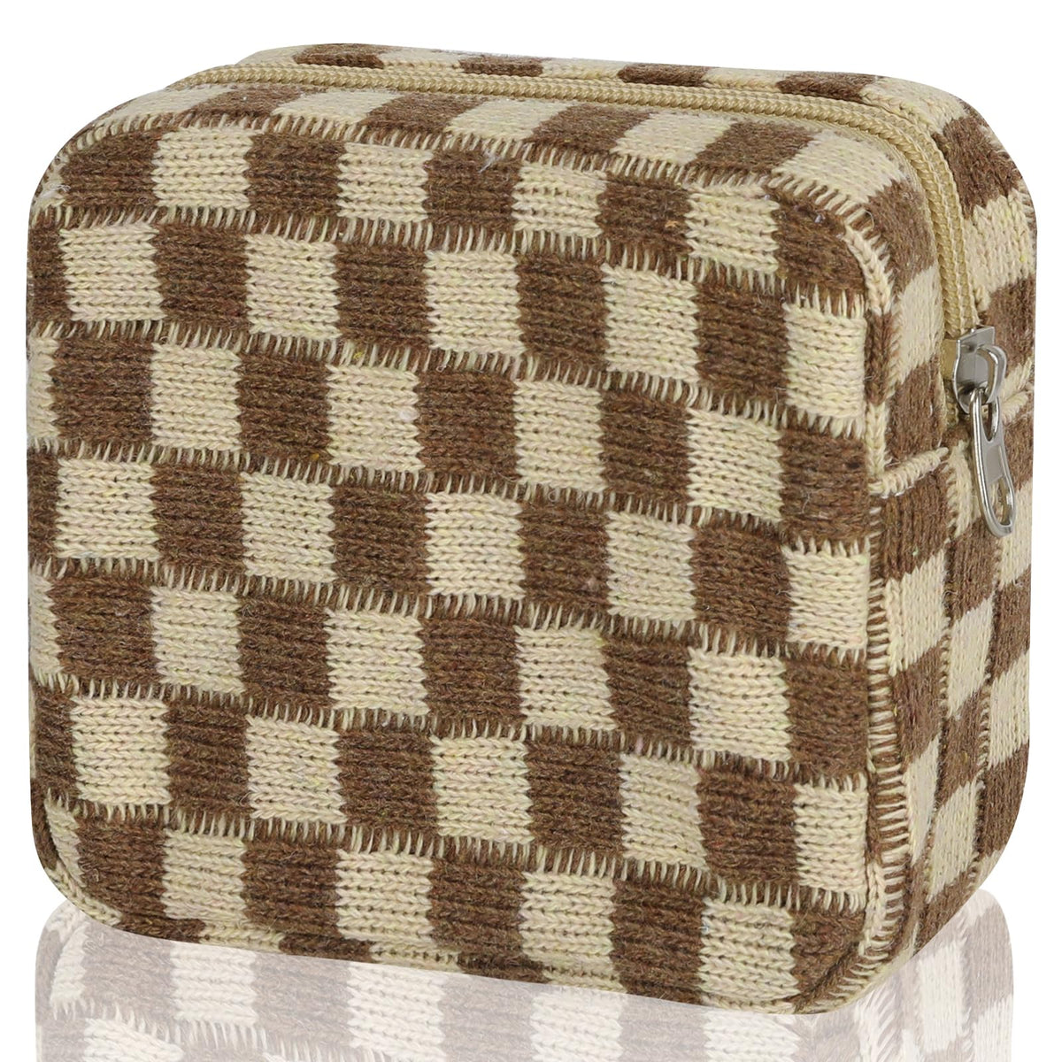 CekPo sanitary napkin storage bag with checkered pattern for organized purse use