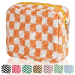 CekPo sanitary napkin storage bag with a checkered pattern for stylish on-the-go organization.