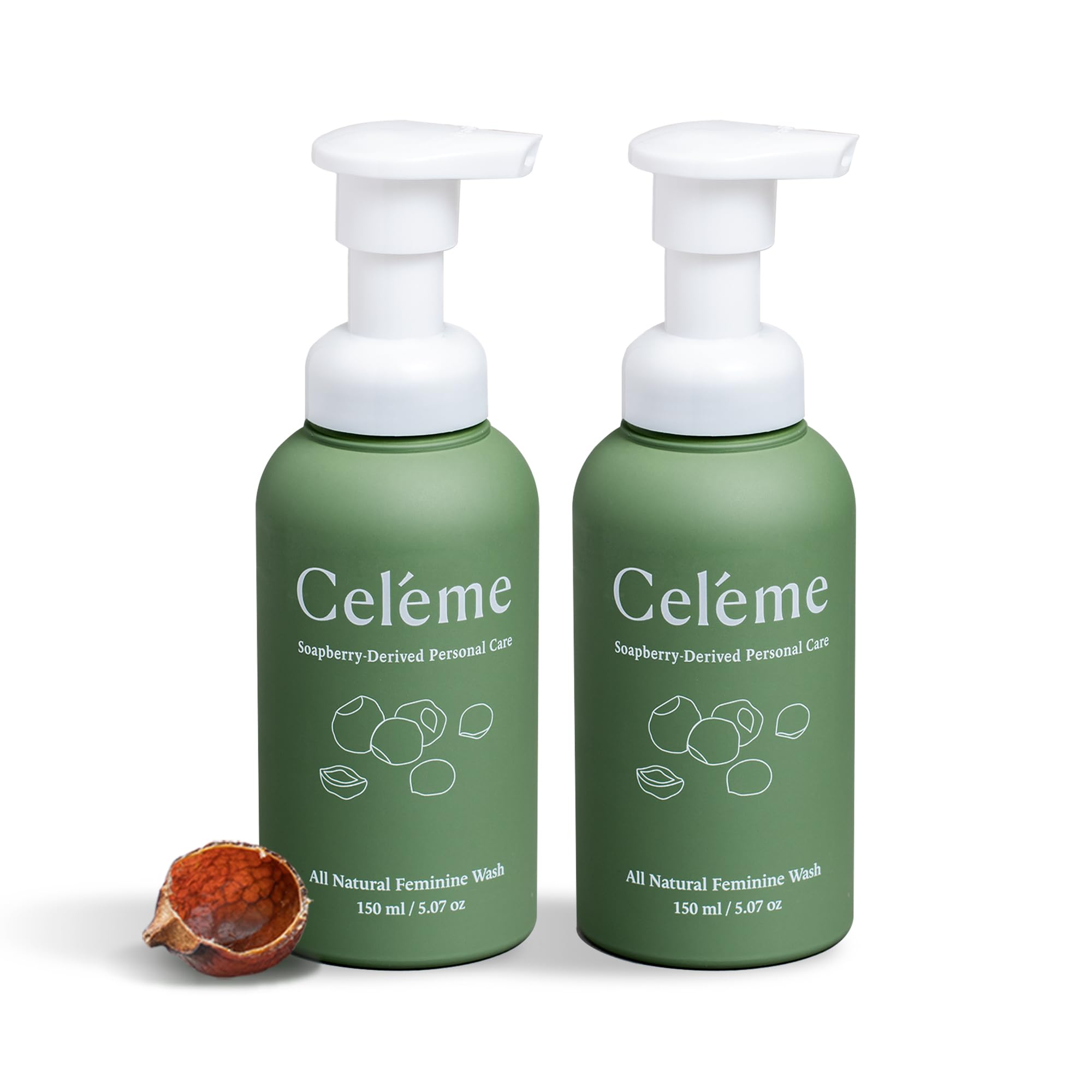 Celéme Soapberry Wash bottle with rich foam for gentle cleansing.