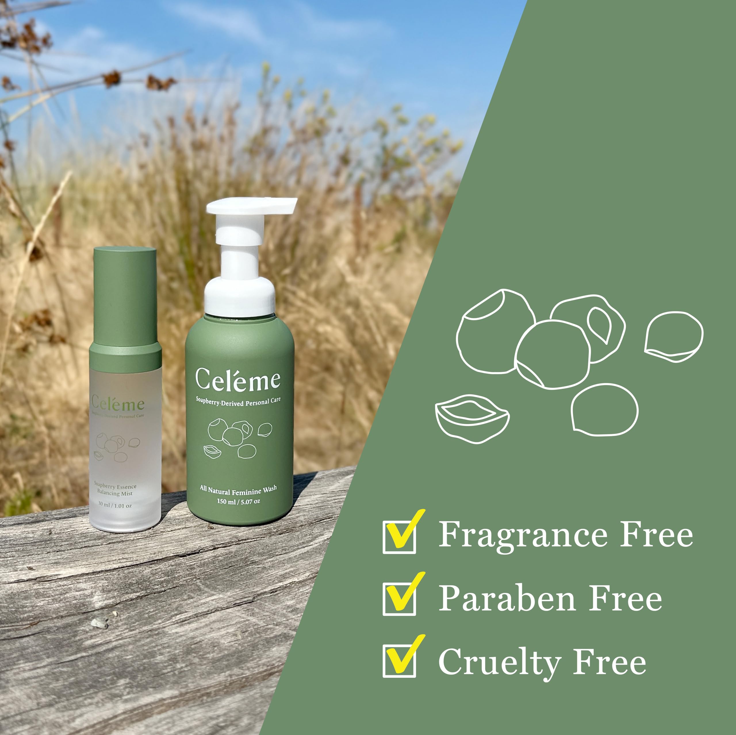 Celéme Soapberry Wash suitable for pregnancy-safe daily care.