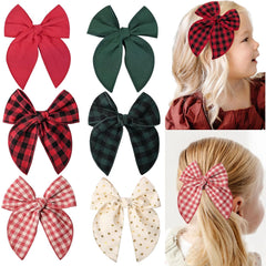 CellElection Christmas bows pack in six colors for toddlers' outfits