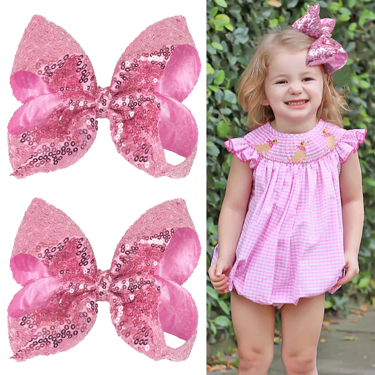 CellElection glitter hair bow clip pink adds sparkle to daily hairstyles