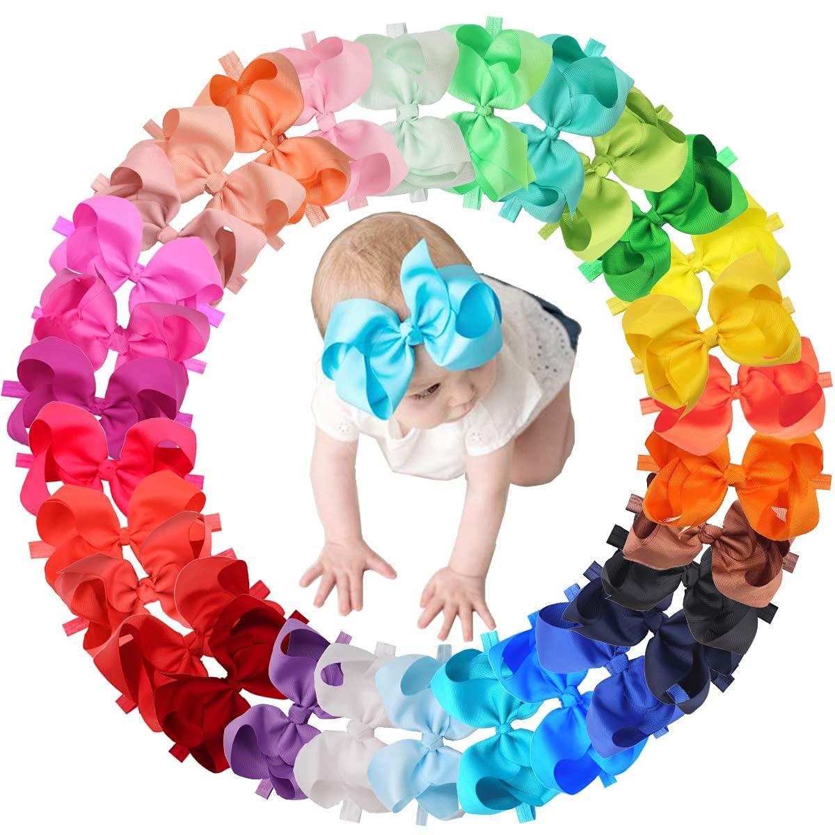 CellElection pink 6-inch bow headband for newborns, keeps hair tidy and cute