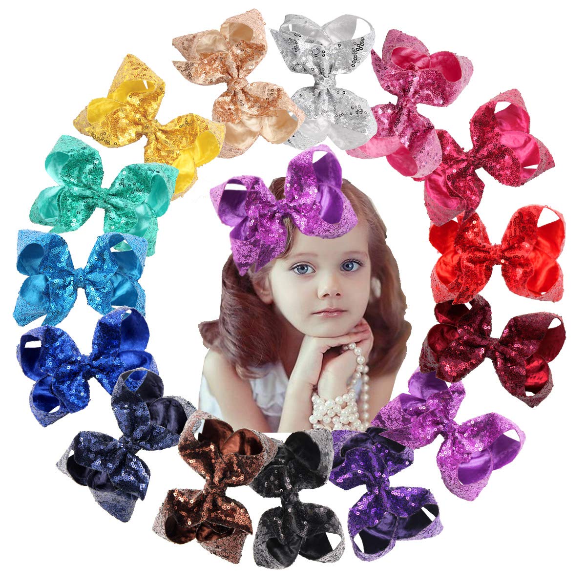 CellElection sequin hair bow pink with clip, perfect for festive party looks