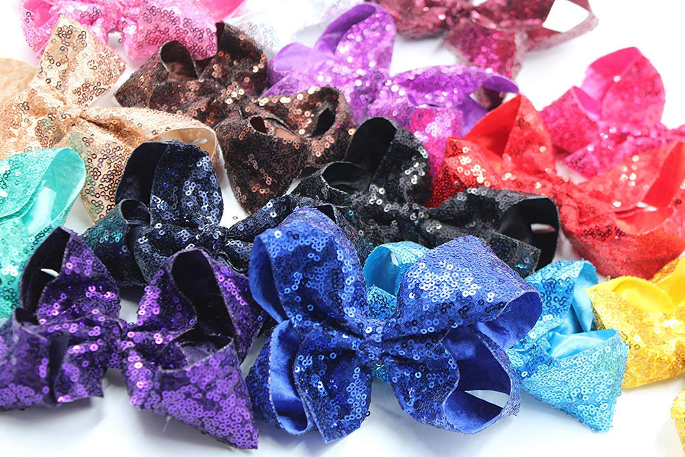 CellElection silver sequin bow with clip for sparkling party accents