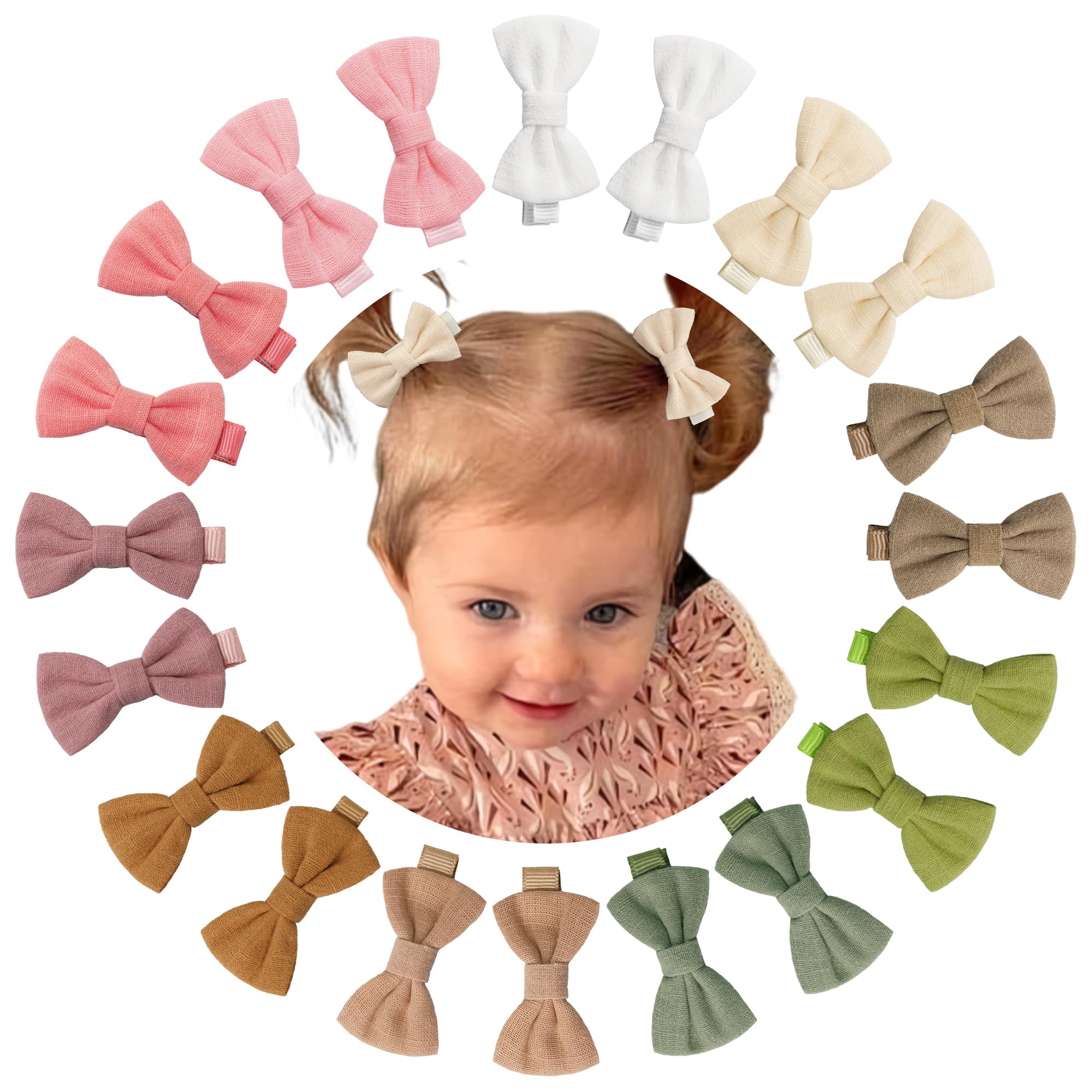 CÉLLOT 20-piece fully lined hair bows provide secure hold for toddlers.