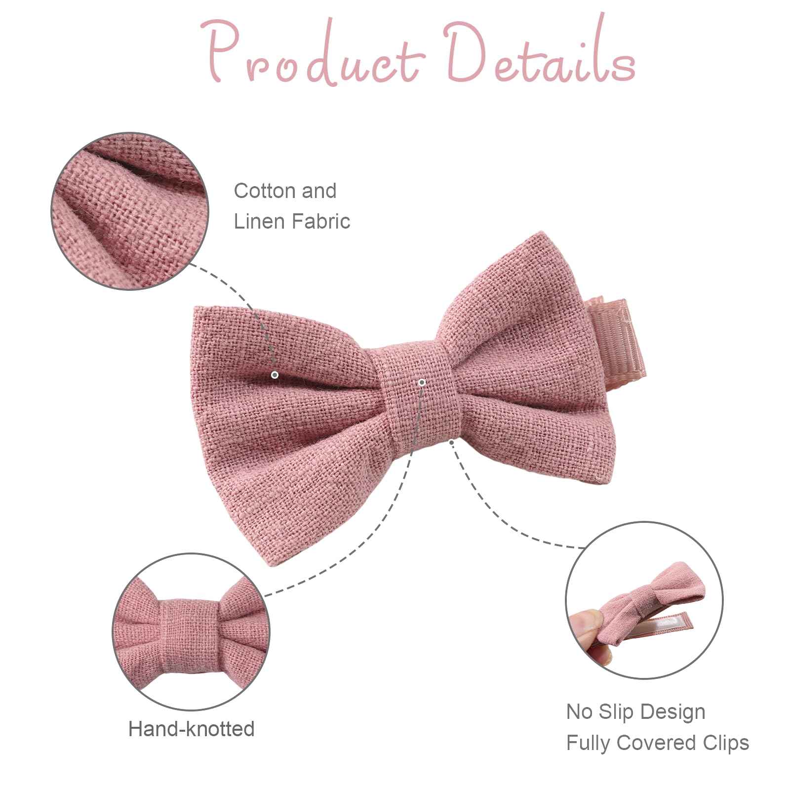 CÉLLOT 2-inch cotton linen bows add soft, comfortable style for babies.