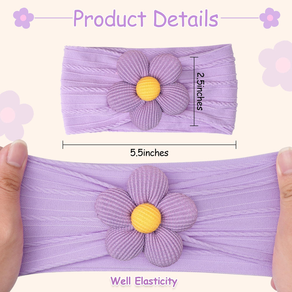 CÉLLOT flower headband stretches to fit growing baby heads.
