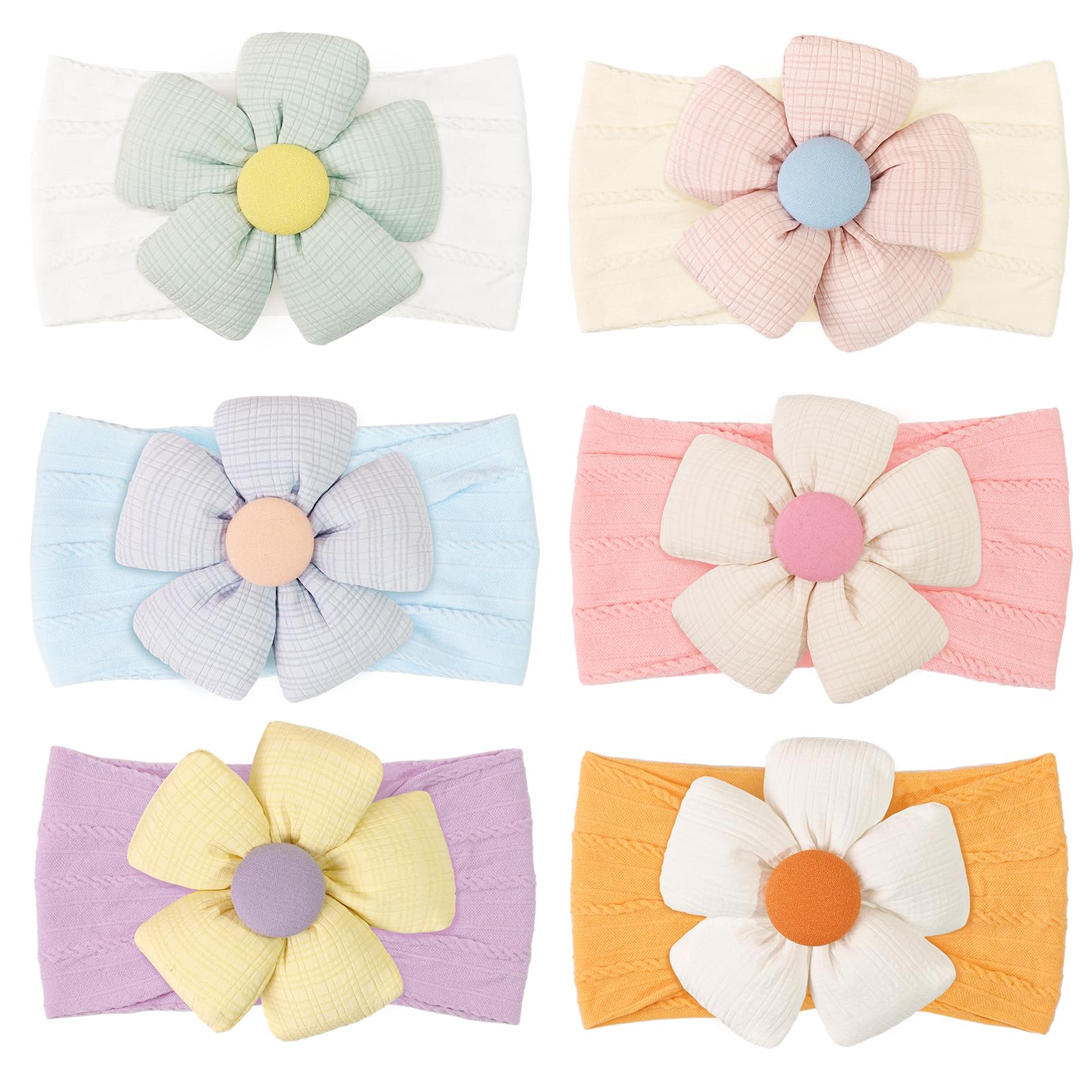 CellLot baby flower headbands in white offer gentle stretch for newborn styling.