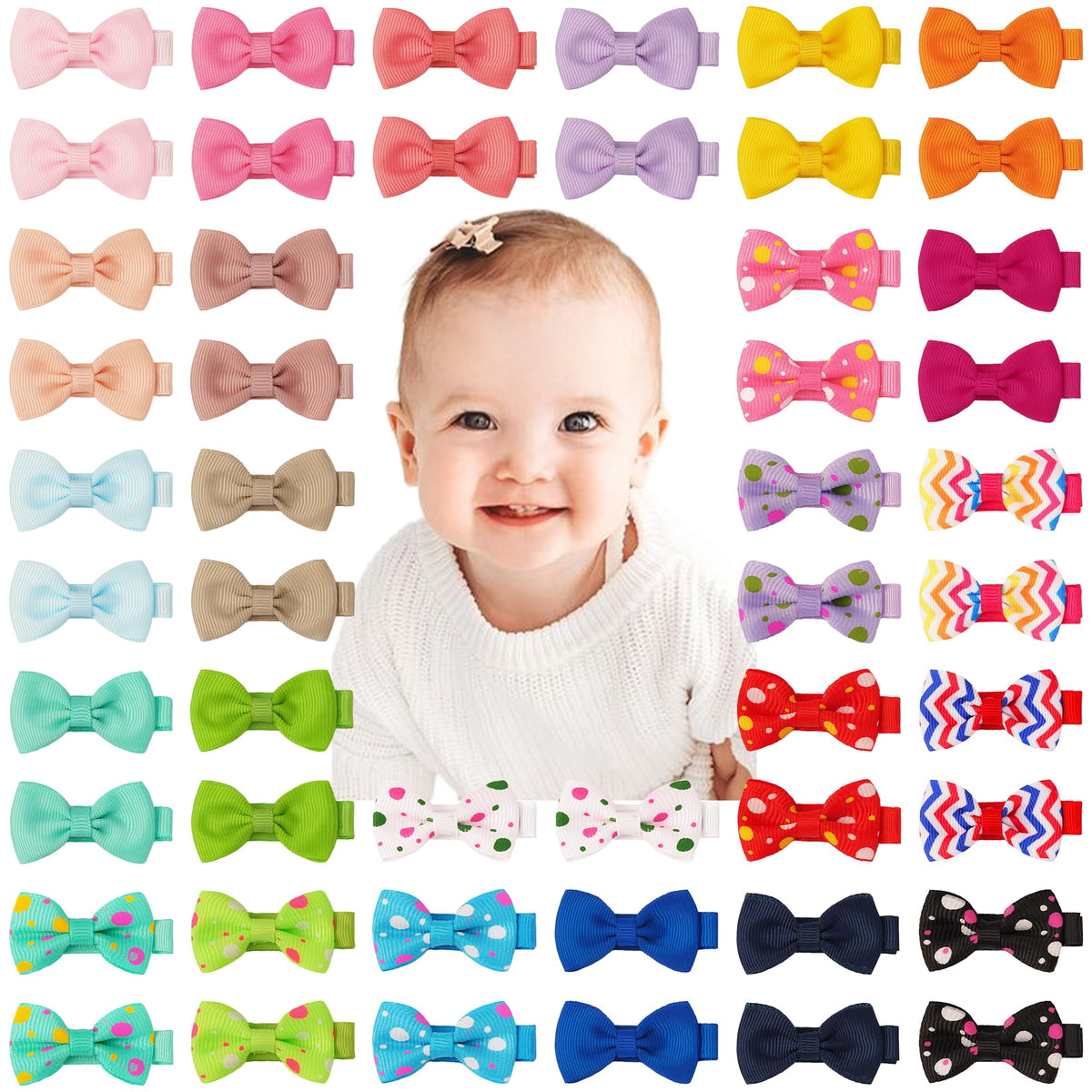 CÉLLOT baby hair clip with tiny 1.6-inch bow offering gentle hold and color variety