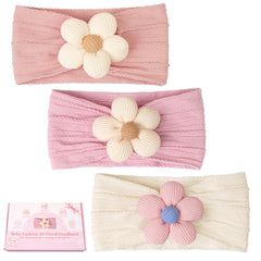 CELLOT flower headbands in pink show soft stretch and comfy fit for newborns.