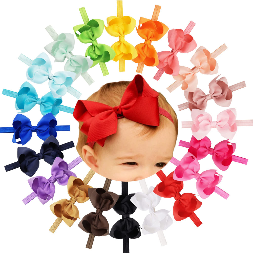 CÉLLOT baby headbands with green grosgrain bow for everyday outfits