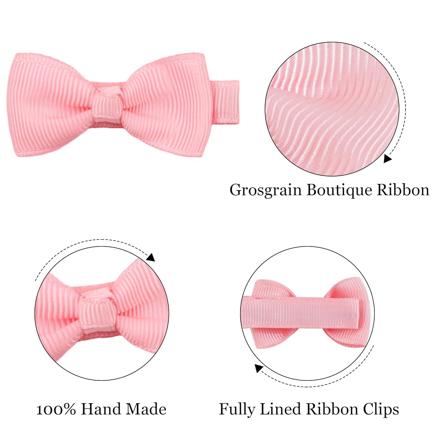 CELLOT 2-inch pink bow clip held securely in hair