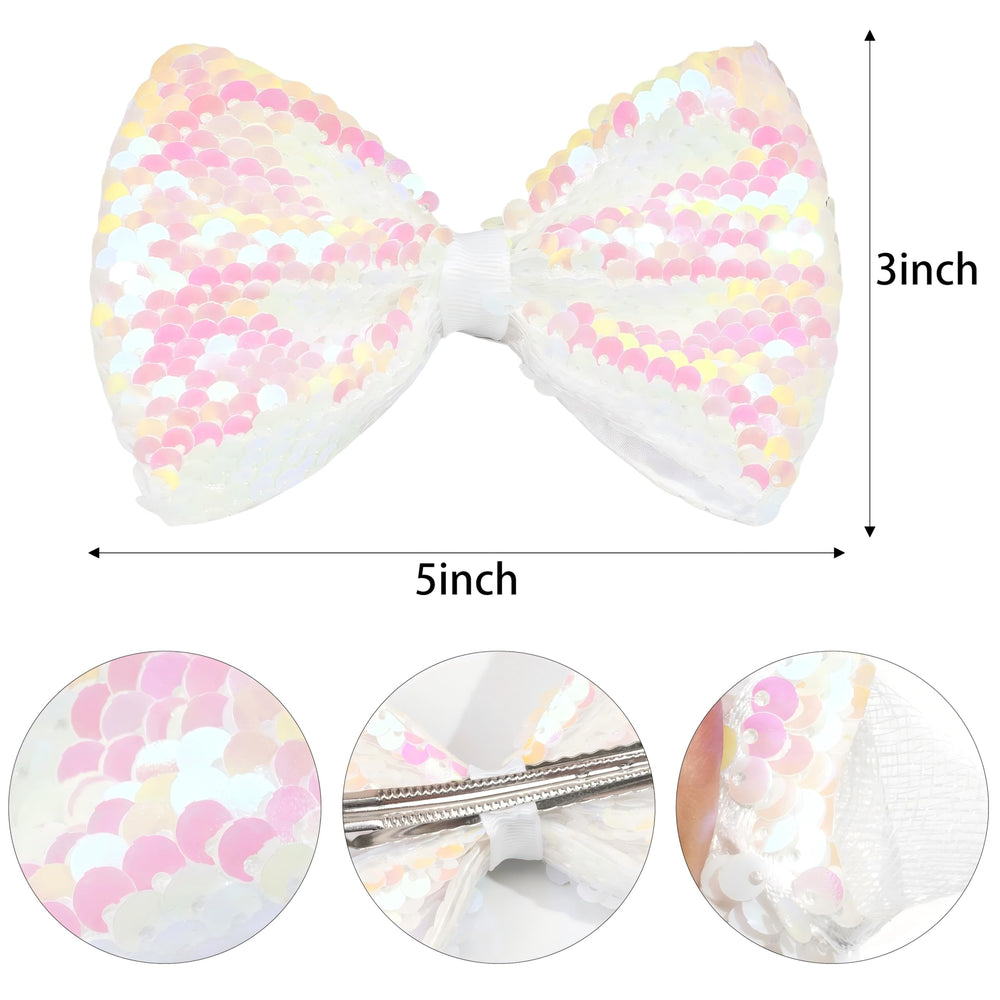 CÉLLOT white sequin bow close-up highlights premium craftsmanship for all-day wear.