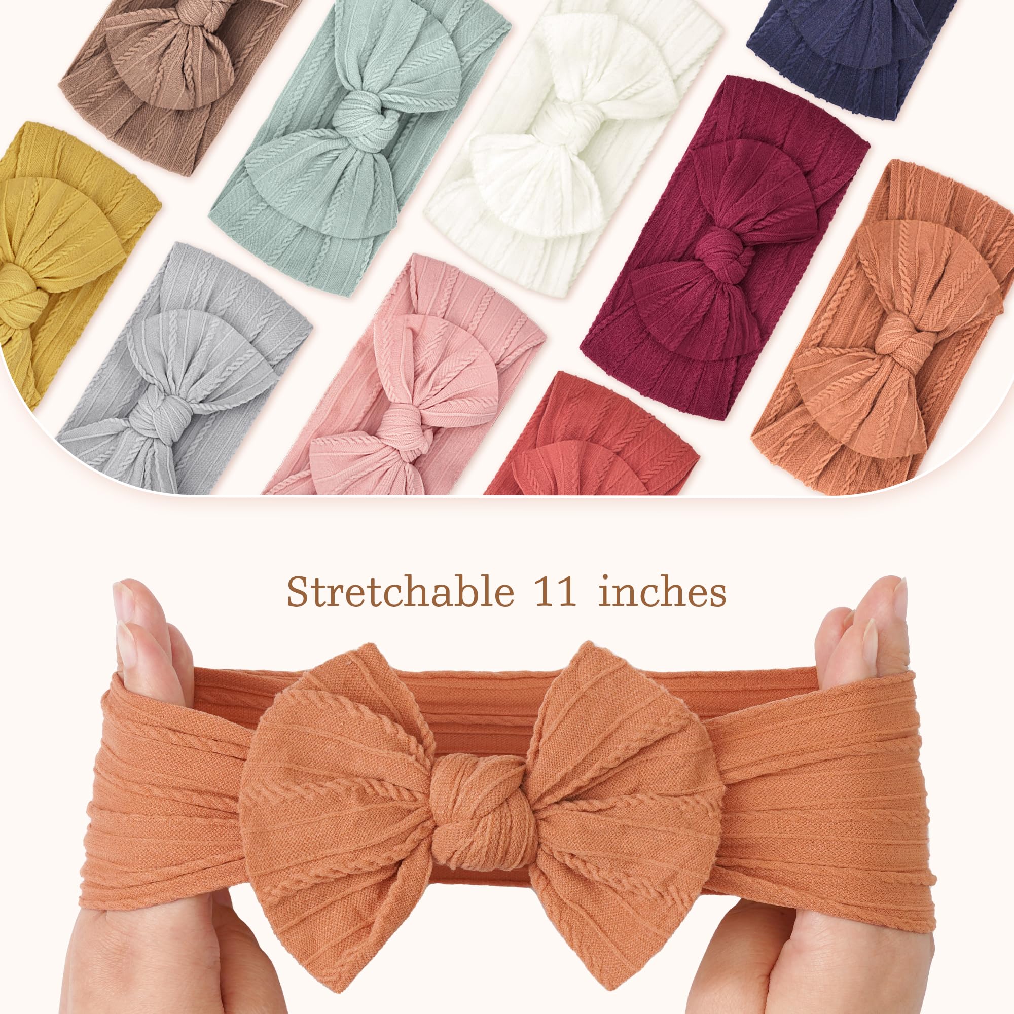 Celllot soft nylon elastic headbands provide comfortable stretch for baby girls from newborn to toddler.