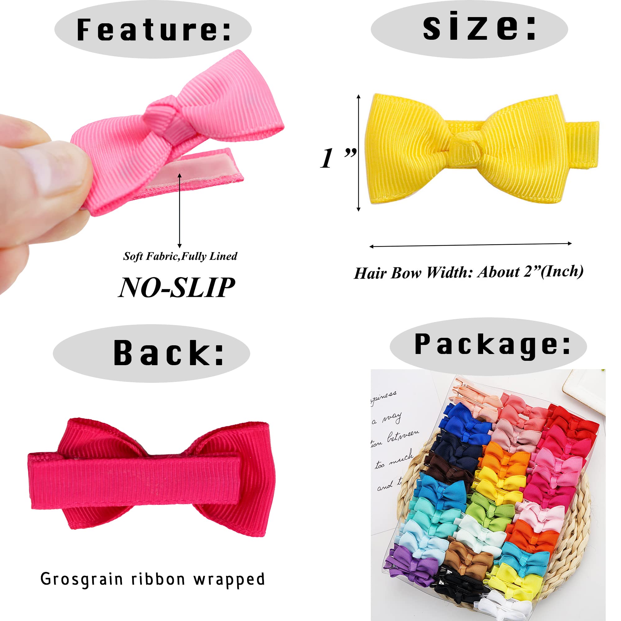 CÉLLOT 2-inch baby bows with fully lined clips hold hair securely.