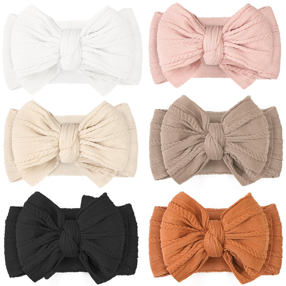 Cellot 6-pcs baby bows headbands earth tones for newborns and toddlers
