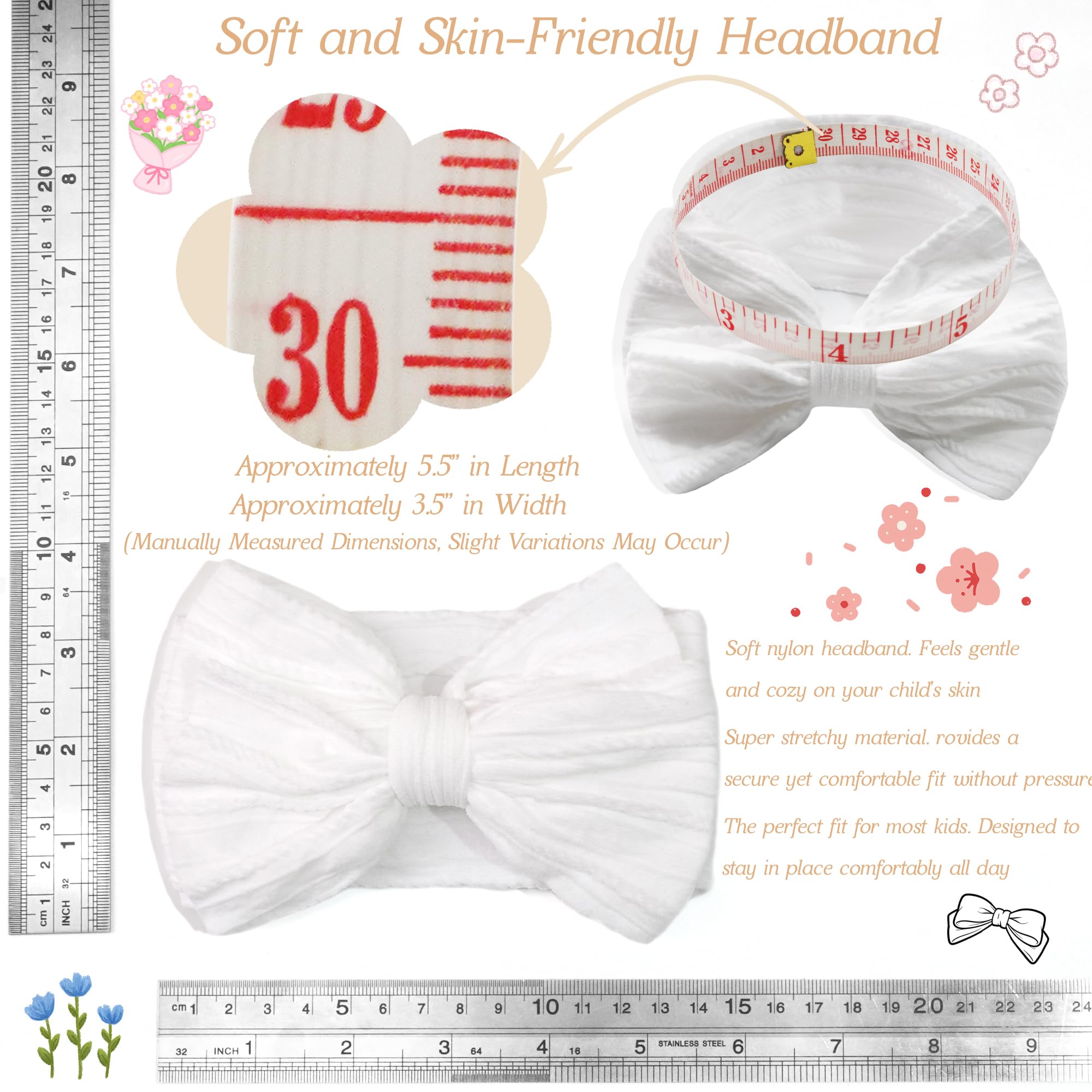 Cellot double-layer nylon bows deliver soft, gentle support on tiny heads.