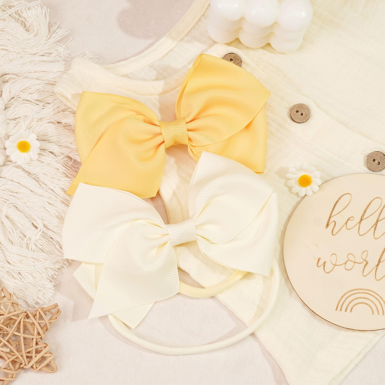 CELLOT newborn headband set stays secure for play and photos.