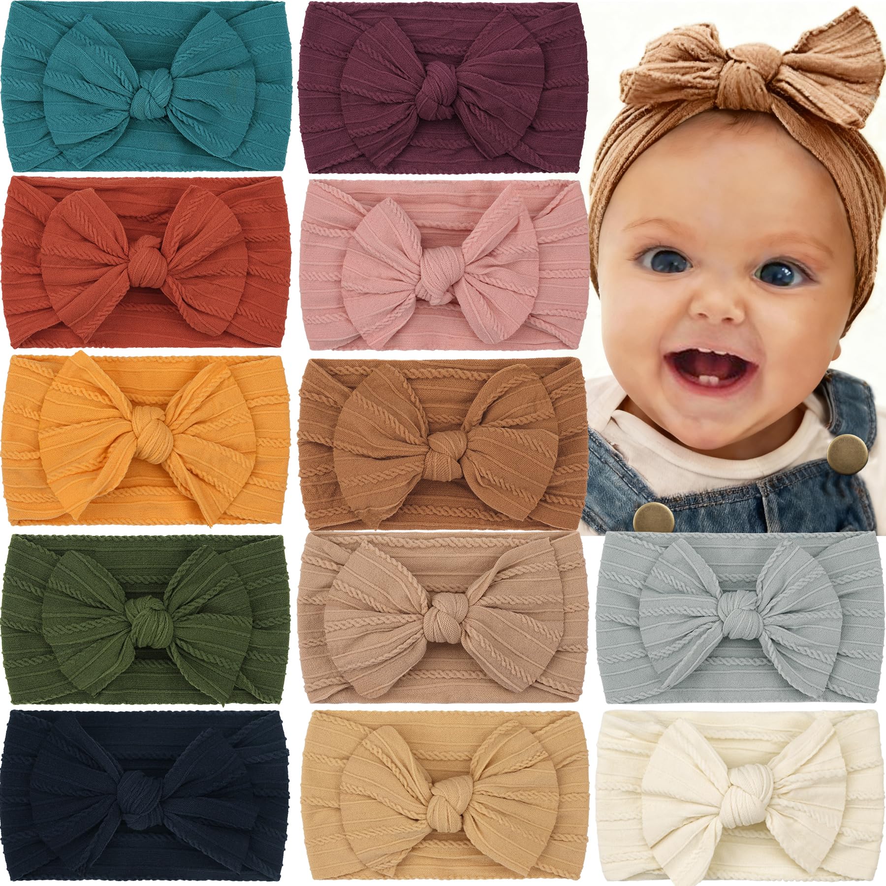 CÉLLOT soft knot headband with bow in cream, gentle elastic for newborn to toddler comfort.