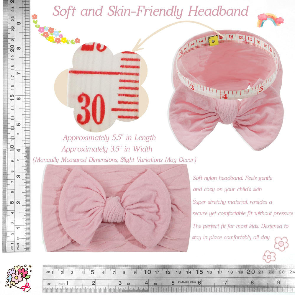 Cellot soft stretchy nylon headbands gentle on delicate infant scalps.