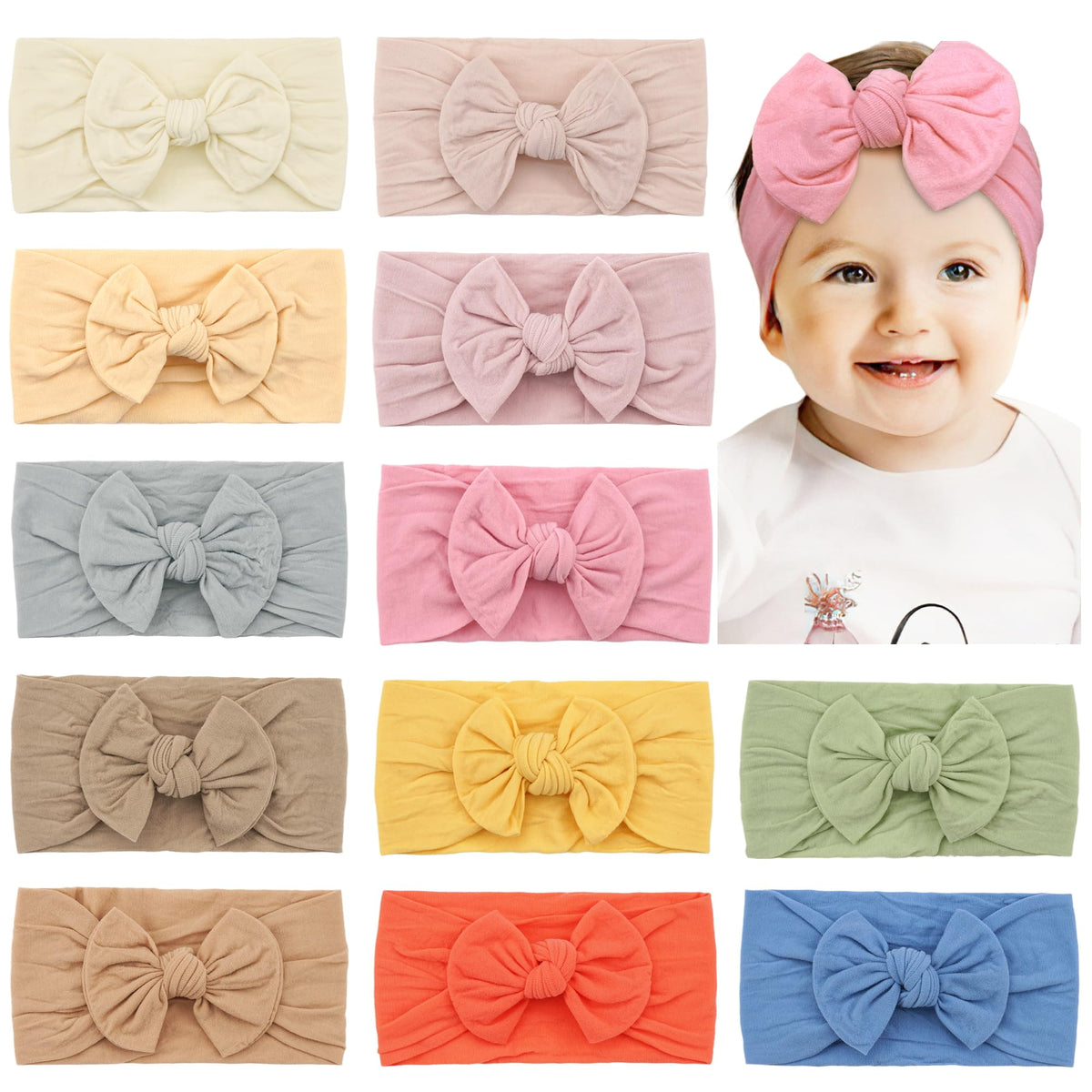 CÉLLOT headbands with bows offer gentle stretch for newborns.
