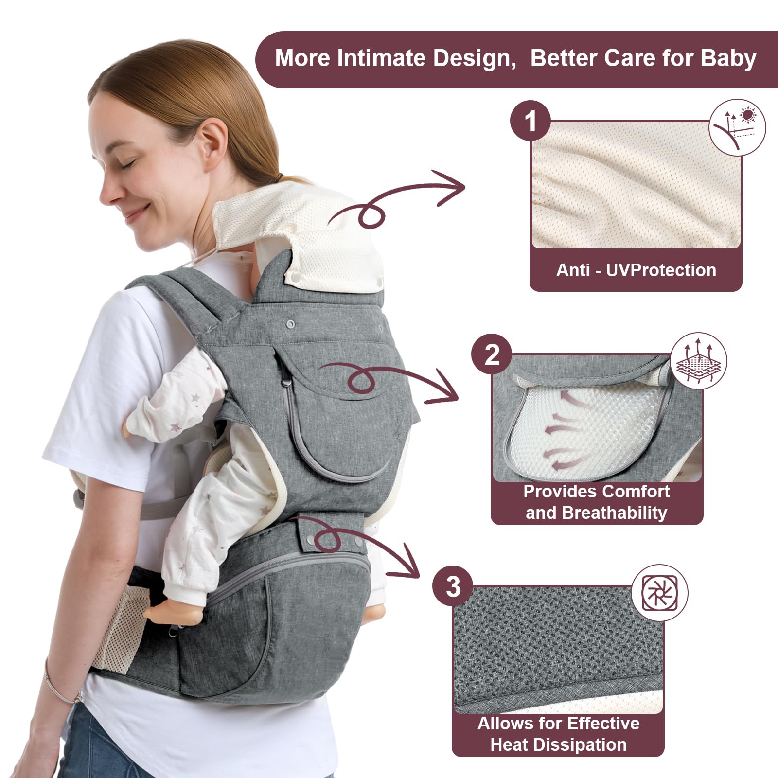Cemobene Baby Carrier side pockets keep essentials within quick reach.
