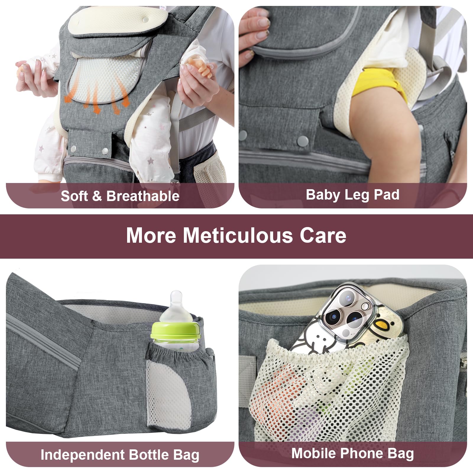 Cemobene Baby Carrier ventilation window boosts airflow on hot days.