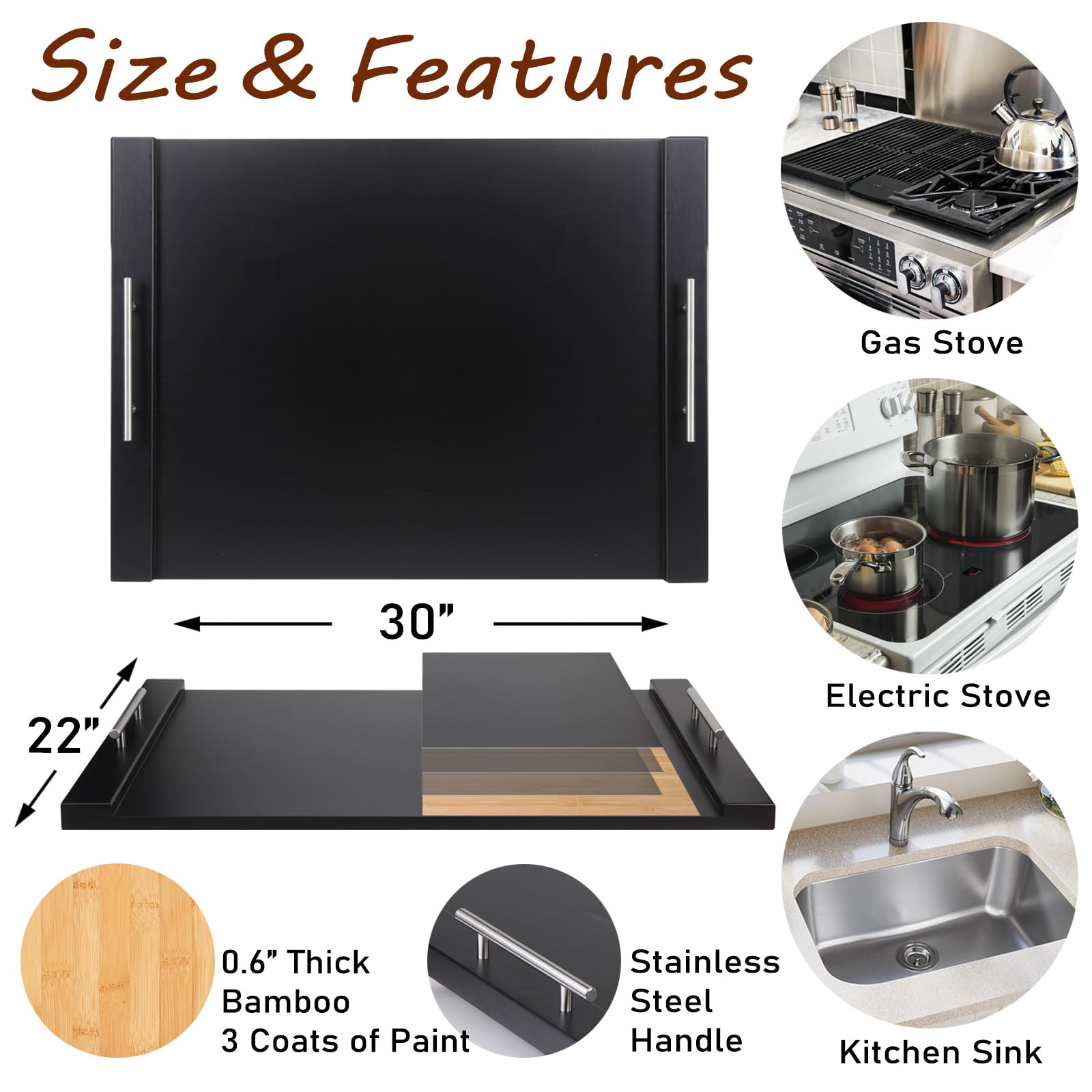 cenleoha bamboo stove cover for gas and electric stoves protects and organizes