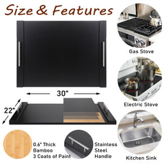 cenleoha bamboo stove cover for gas and electric stoves protects and organizes