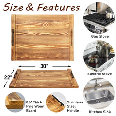 Cenleoha wooden stove cover protects the cooktop when idle.