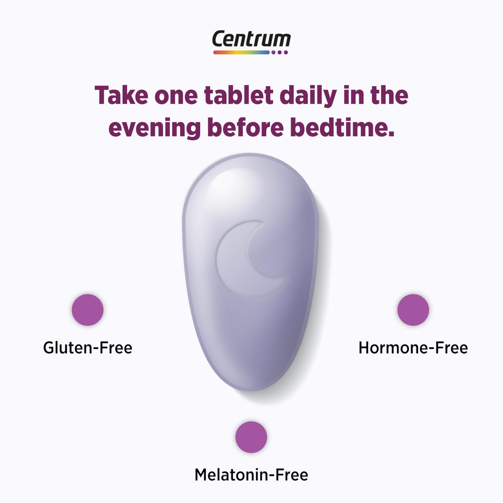 Centrum Restful Sleep on nightstand for calmer evenings.