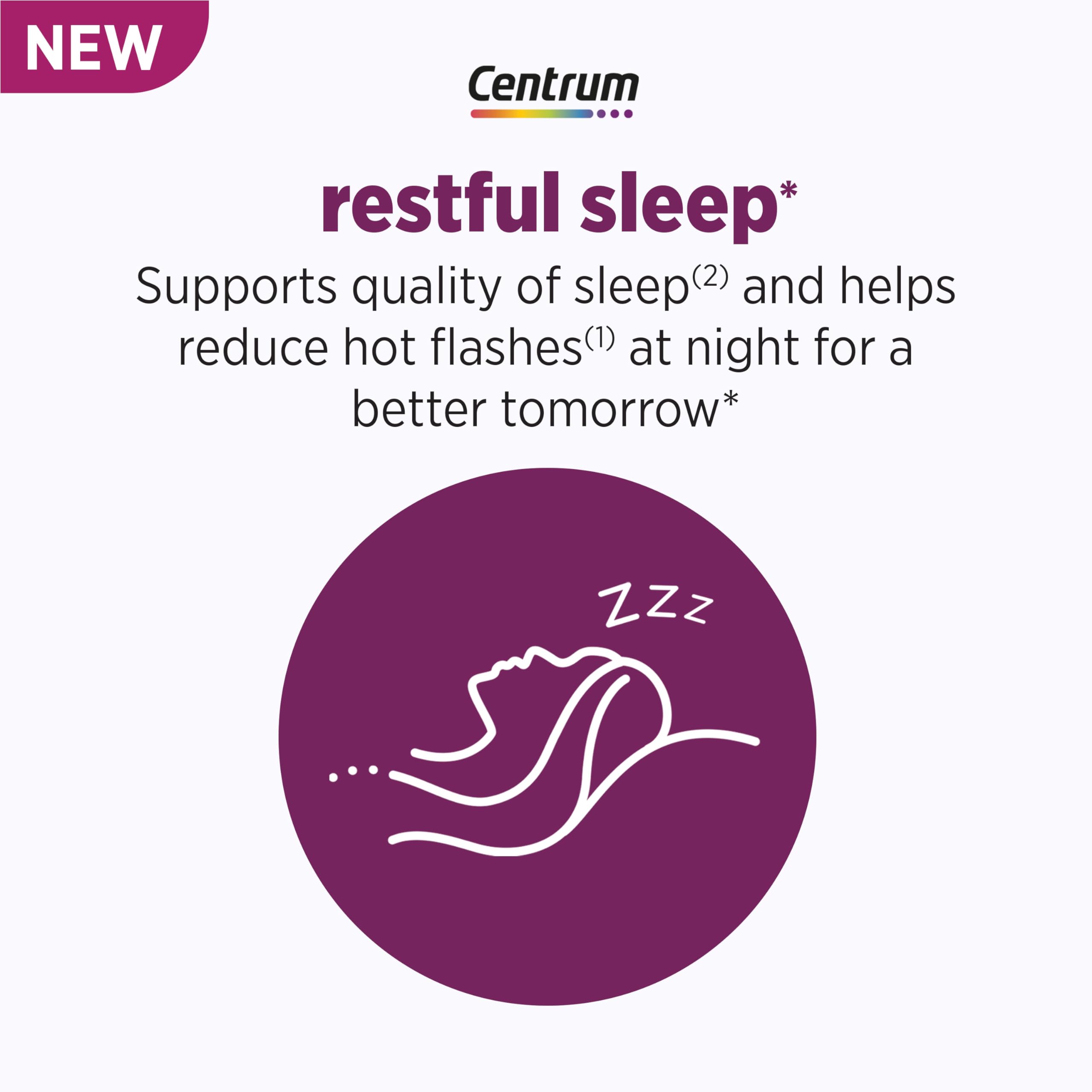 Centrum Restful Sleep tablets close-up for easy nightly use.