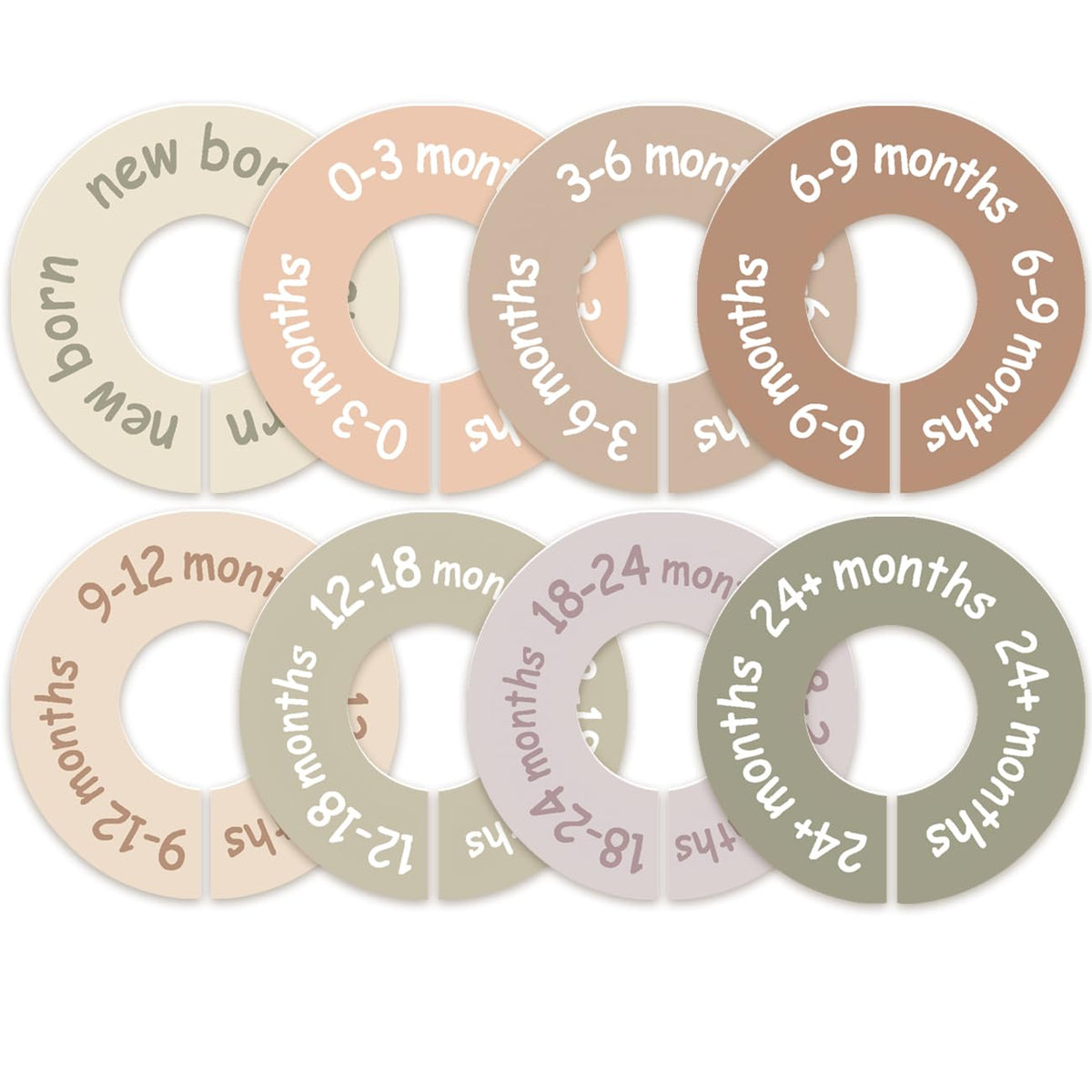 Cephira earth tone round baby closet dividers organize newborn outfits