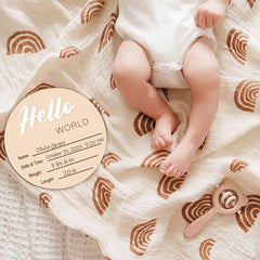 Cephira Hello World sign close-up, perfect newborn announcement prop