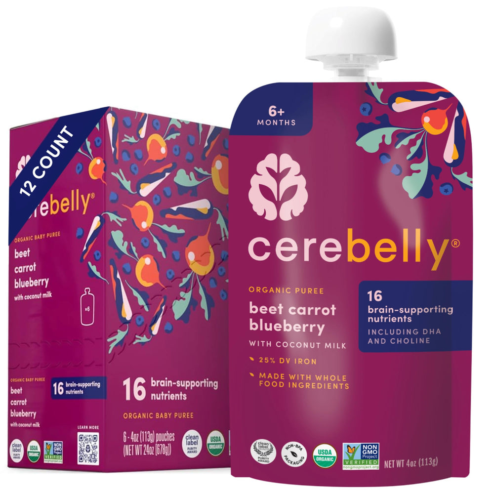 Cerebelly beet-carrot-blueberry pouch for baby meals on the go