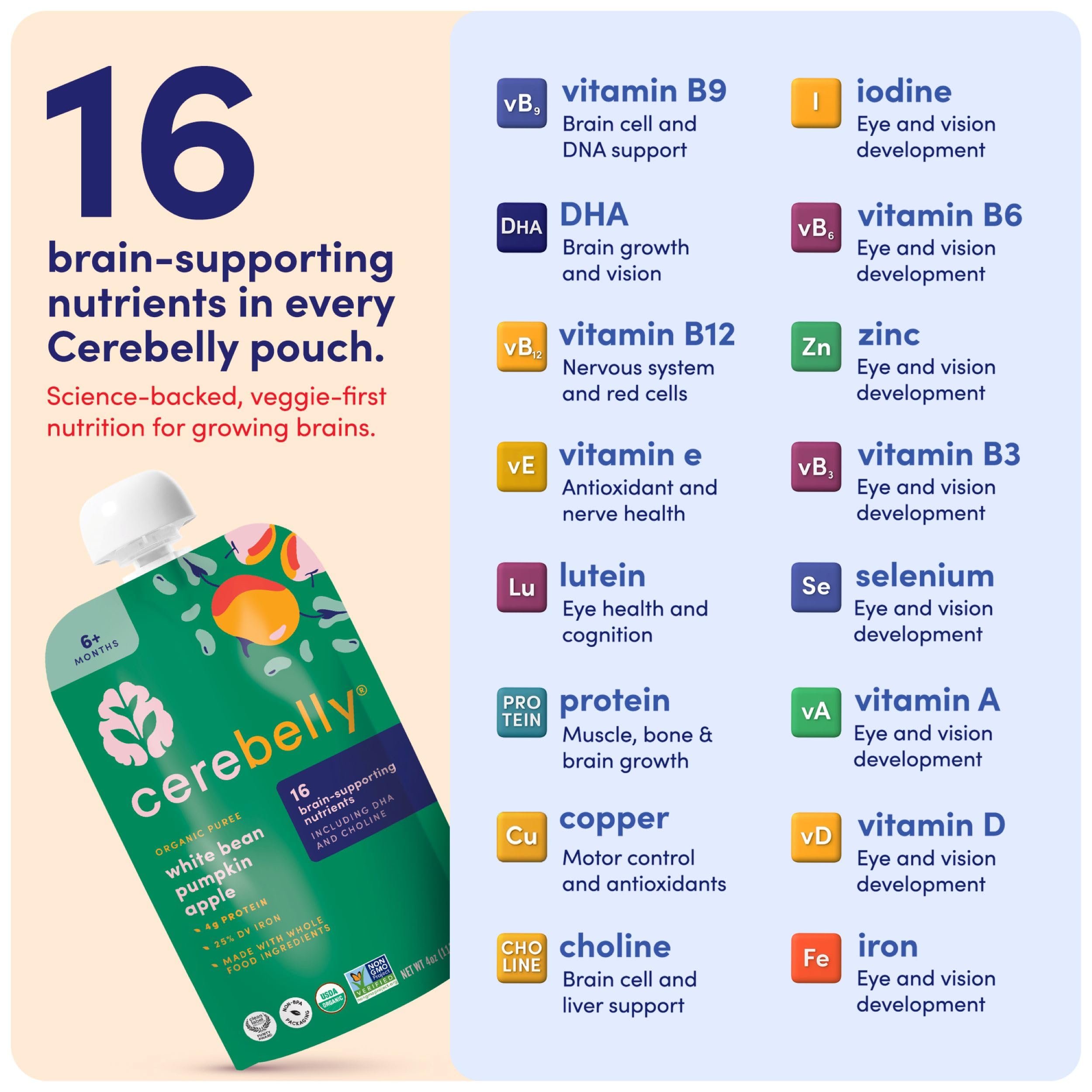 Cerebelly clean-label purity award seal on packaging signals quality